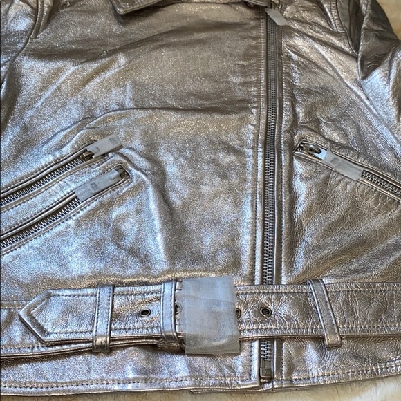 Walter Baker Allison Leather Moto Silver Jacket - Picture 7 of 16